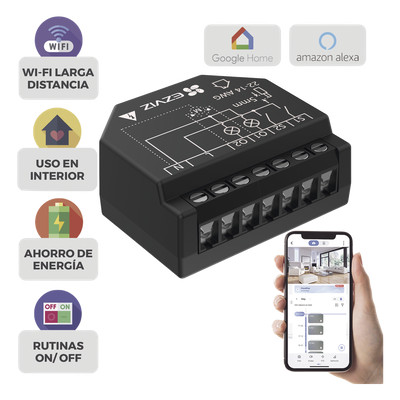 CST36 - Relevador Wi-Fi Inteligente / 2 Salidas para Apagadores / Control de Iluminación / Registro de Consumo / 100-240 VCA
