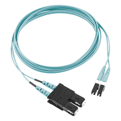 FX2ERLNSNSNM002 - Jumper de Fibra Óptica / Multimodo OM3 50/125 / LC-SC Duplex / OFNR Riser / Aqua / 2 m (6.56 ft)