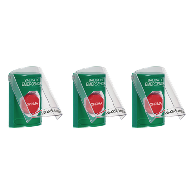 CP-SS13-ES - Botones de Emergencia / 3 Métodos de Activación / 3 Mensajes Configurables / Iluminación RGB / Contactos Forma C 10A / IP Compacto