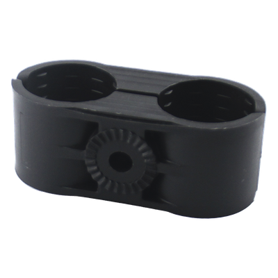 CB-114 - Sujetador Plástico para Cable Coaxial / 2 Cables / 1-1/4" Nominal / Rango 1.535" a 1.614" (39 a 41 mm) / Montaje Varilla 3/8" o M10 / Paquete 10 Unidades