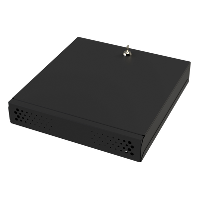 GABVID2R3 - Gabinete Metálico para DVR/NVR / Acero Calibre 20 / Tapa Superior Desmontable / Doble Ventanilla Frontal / Chapa de Seguridad con Llave / Fijación Escritorio o Pared
