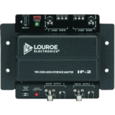 IF2 - Adaptador de Interfaz de Audio de Dos Zonas / Compatible con Micrófonos Louroe / Salidas RCA y 3.5 mm / Gain Adjust por Canal / 12 VDC