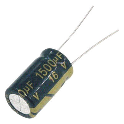 1500MF0016V - Capacitor Electrolítico de Aluminio, Radial de 1500 µFd, 16 Vcc, 105 °C, 10 x 20 mm.