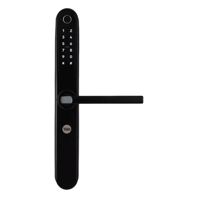 MX83353 - Cerradura Eléctrica Digital / Mecanismo 2885 Negro / 100 Códigos y Huellas / 3 Tarjetas Proximidad / Compatible Alexa y Google / Perfiles Aluminio 1"