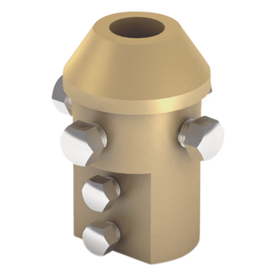 AT-011-A - Adaptador de Punta Pararrayo / Mástil 1 1/2" (38.1 mm) / Latón / Conductores 8-10 mm / Sección 50-70 mm² / 655 g