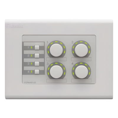 DCP4V4S - Panel de Control Digital / 4 Perillas de Volumen / 4 Switches Configurables / RS-485 / CAT5 / 8 Zonas MTX / 2 Zonas MA-PA