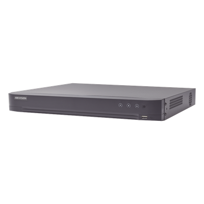 IDS-7208HUHI-M1/A/XT - DVR Pentahíbrido / 16 Canales / 8 TURBOHD + 8 IP / 8 Megapixel (4K) / Audio Bidireccional Coaxitron / Reconocimiento Facial / AcuSense / H.265+ / 1 Bahía HDD 10 TB