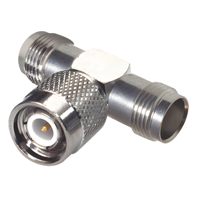 RFT-1228 - Adaptador RF en T / TNC Macho a Doble TNC Hembra / 50 Ohm / Bronce Niquelado / Contacto Oro / Aislante Teflón