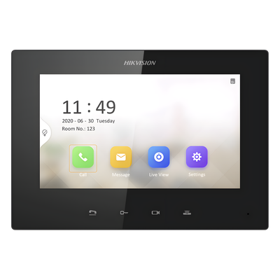 DS-KH6220-LE1 - Monitor IP para Videoportero / Pantalla 7" / Resolución 1024 x 600 / 16 Canales de Video / PoE Estándar / 8 Entradas de Alarma