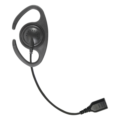 SNP-CR - Auriculares de Gancho en C / Cable de Fibra Trenzada / Altavoz Giratorio / Conector SNAP / Compatible con Micrófono de Solapa 1 o 2 Hilos
