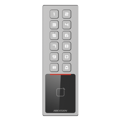 DS-K1T805MX - Teclado de Control de Acceso Antivandálico / IP65 & IK08 / 3,000 Usuarios / 10,000 Tarjetas / Lector MIFARE 13.56 MHz / TCP/IP y RS485 / 100,000 Eventos
