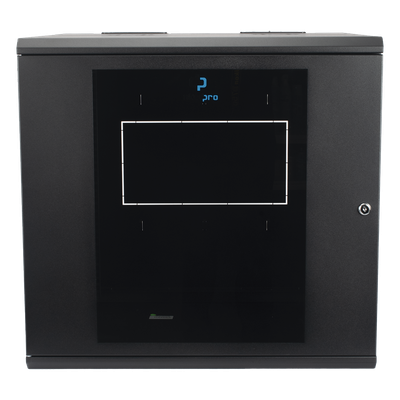 SR-1912-GAP-V5 - Gabinete de Pared Abatible / Rack 19" 12U / Ventana Cristal Templado / Apertura 120° / Laterales Removibles
