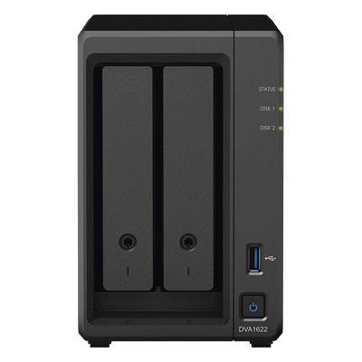 DVA1622 - NVR Deep Learning / 2 Bahías / Intel Celeron Quad-Core 2.7 GHz / 6GB DDR4 / HDMI 4K / 1GbE Link Aggregation / Compacto 166 x 106 x 223 mm
