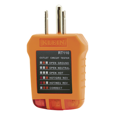 RT-110 - Probador de Tomacorrientes / Secuencia de Luces LED / Cableado Correcto/Incorrecto / Resistente a Caídas 2 m (6.6 ft) / UL 1436 y CSA C22.2 No. 160 / 110/125 VCA 50-60 Hz