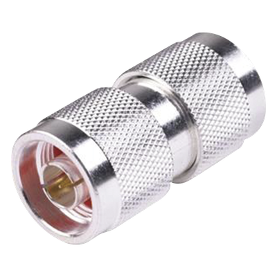 RFN-1014-1 - Adaptador Coaxial / Barril N Macho a N Macho / Montaje en Línea / Cuerpo Bronce Plateado / Contacto Oro 24K / Aislante Teflón PTFE