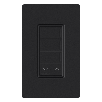 RRSTW3RLMN - Teclado de Escenas de Pared / 3 Botones Programables / Subir y Bajar / RF 2.4 GHz / Alcance 22.8 m (74.8 ft) / 120-277 V~ / Acabado Satinado Medianoche