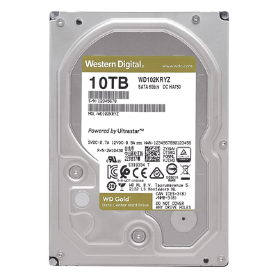 WD102KRYZ - Disco Duro Gold de 10 TB / 7200 RPM / Optimizado para NAS, RAID, Data Center y NVRs de Gran Capacidad / Uso 24-7 / Proteccion Antivibración / 5 Años de Garantia / HelioSeal