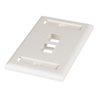NK2FIWY - Placa de Pared Vertical / 2 Puertos Keystone / Espacios para Etiquetas / Blanco Mate / 2.75 x 4.5 pulg.