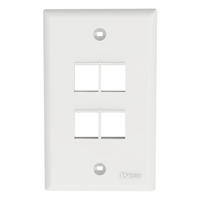 NK4FNWH - Placa de Pared Vertical / 4 Puertos Keystone / Montaje Vertical / 69.8 x 114.3 mm / 2.75 x 4.5 pulg. / ABS / Blanco