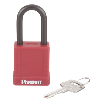 PSL-8 - Candado de Bloqueo LOTO / Llave Única / Dieléctrico / Grillete Acero 38.1 mm / Cuerpo Aluminio 45x20x40 mm / Color Rojo