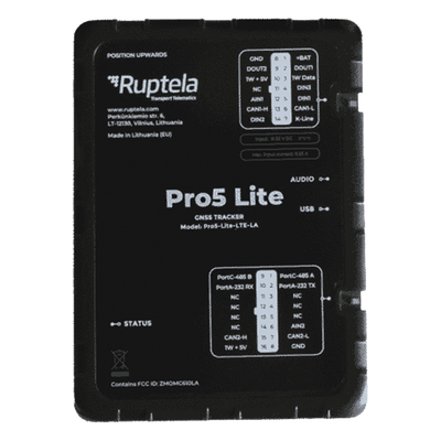 PRO5LITE - Localizador GPS Vehicular / LTE Cat1 (4G) y GSM 2G / CAN Bus FMS J1708 J1939 / Detección de Jammer con Paro de Motor / BLE 5.0 / 9-32 V DC