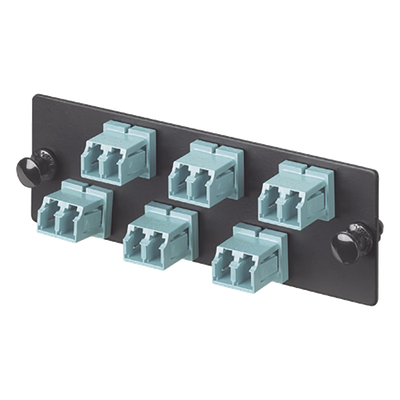 FAP6WAQDLCZ - Placa Acopladora de Fibra Óptica / 12 Fibras OM3/OM4 / 6 Conectores LC Dúplex / Cerámica Zirconia / Color Aqua