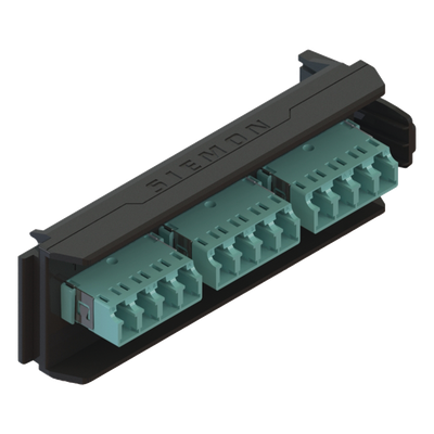 LVA12-LCQ-BC-A - Placa Acopladora / 6 Conectores LC Dúplex UPC / 12 Fibras Multimodo OM3-OM4 / Sin Obturador / LightVerse
