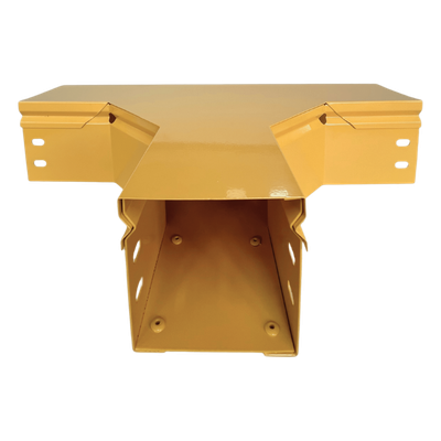 CHFBTH4X4R8EPK - Charola T Horizontal para Fibra Óptica / Aluminio 4" x 4" / Radio de Curvatura 8" / Recubrimiento Epóxico Amarillo / Incluye Tapa y Accesorios