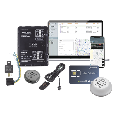 HCV5KITMAG2 - Kit Localizador 4G LTE / Anti-Jammer Ajustable / CAN Bus FMS-J1708-J1939 / Paro Motor Automático / Bluetooth / 1 Año Datos