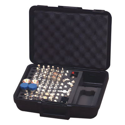 RFA-4020 - Kit de Adaptadores RF / 70 Piezas / Conectores Unidapt / Estuche con Bisagras / Bronce Fosforado con Oro