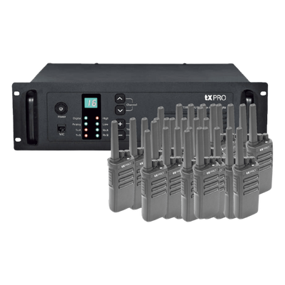 PAK-REP-500 - Paquete de Repetidor y Radios / VHF / 40 Radios Portátiles / Digital-Analógico / Cobertura Extendida