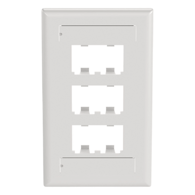 CFPL6WHY - Placa de Pared Vertical / 6 Puertos Mini-Com / Diseño Plano / 2.75 x 4.5 in / ABS / Blanco