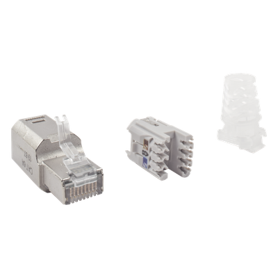 ZP1-6AS-00S - Conector RJ45 Cat6A Blindado / Terminación en Campo / 10 Gbps / Sin Clip Protector / UL 2043 Plenum