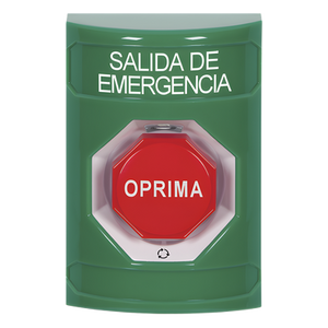 SS2109EX-ES - Botón de Salida de Emergencia / Texto en Español / Acción Mantenida / LED de Iluminación / Cubierta Transparente / UL cUL ADA