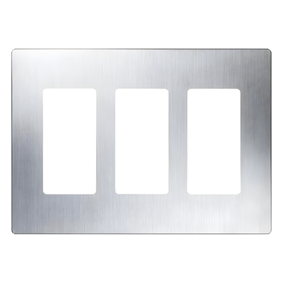 CW3SS - Placa de Pared Decorativa / 3 Espacios / Screwless / Acero Inoxidable / Perfil 7.6 mm / Compatible Maestro, Diva, Pico