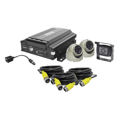 XMR401NHDSKIT - Kit DVR Móvil para Vehículo / 4 Canales AHD / 2 Megapixel / H.265 / 4G GPS WiFi / 3 Cámaras / Cables Aviación 7 m (23 ft)