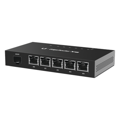 ER-X-SFP - Router Gigabit / 5 Puertos RJ45 + 1 Puerto SFP / Dual-Core 880 MHz / 256 MB DDR3 / EdgeOS / -10°C a 45°C / 4.66 x 2.46 x 0.75 in