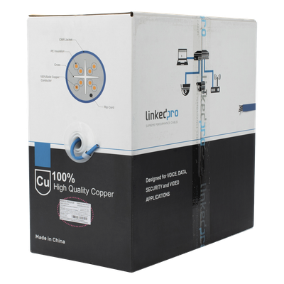 PRO-CAT6-R - Bobina de Cable / Cat6+ / 305 m (1000 ft) / CMR / Calibre 23 / 250 MHz / UL ETL / Super Flexible / Azul / Interior