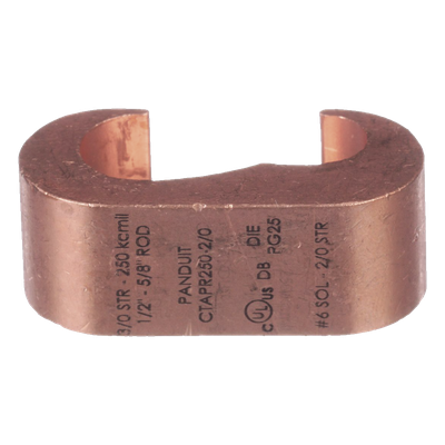 CTAPR2-2-L - Conector de Puesta a Tierra Estilo E / Conductor Cobre 6-2 AWG / Varilla 1/4" (6.4 mm) / Cobre Alta Conductividad / 0.75" (19.1 mm) Longitud