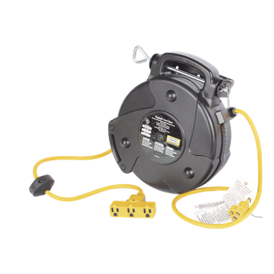 HUB-HBL-C40-123-TT - Carrete de Extensión / 12/3 SJTW / 125V CA / 40' (12.2 m) / Triple Salida 15A / UL