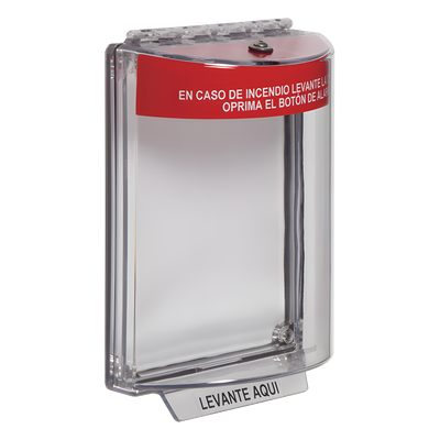 STI-13010FR-ES - Cubierta Protectora de Policarbonato / Montaje Empotrado / Rango Térmico -40 a 121 °C / Diseño Compacto 103x151 mm / Texto de Incendio en Español