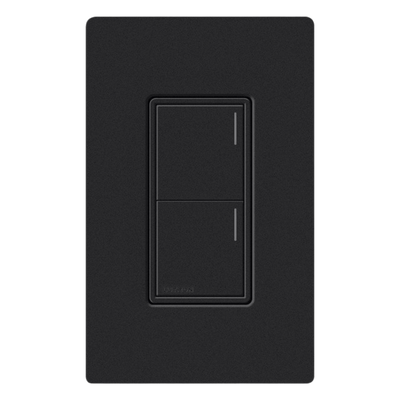 RRSTW2BMN - Teclado de Pared para Escenas / 2 Botones / Barra Luminosa Ajustable / Control de Luces, Persianas y Ventiladores / Acabado Satinado Color Medianoche / RadioRA 3