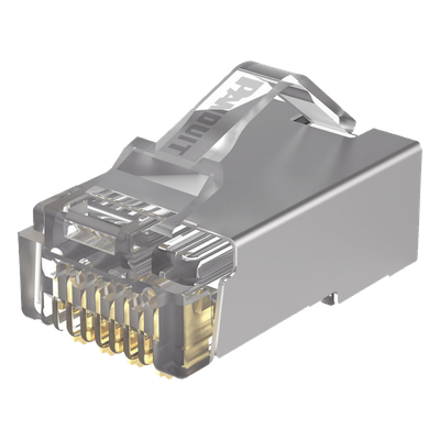 MPS588-C - Plug RJ45 Cat5e Blindado / 50μ Oro / 24-26 AWG / 100 Piezas / -10°C a 60°C / PoE++ 100W