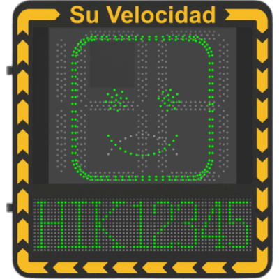 YJP7681-188-NR - Display LED para Control de Velocidad / Alcance Visual 100 m (328 ft) / Indicación por Código de Colores / IP66 / Wi-Fi y Ethernet / Radar Compatible