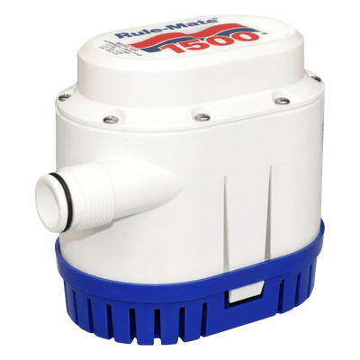 RM1500A - Bomba de Achique Automática / 1500 GPH / 12V CC / Altura 2.5 m (8.2 ft) / Interruptor Integrado / ABS Marítimo