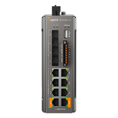 SP3012FM-L2(V3) - Switch PoE Administrable / 8 Puertos Gigabit PoE / 2 Puertos 90W 802.3bt / 4 Puertos SFP 2.5G / Capacidad 36 Gbps / PoE 240W / Operación -40℃ a 75℃ (-40℉ a 167℉)