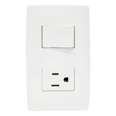 JTL-B72-47 - Apagador Escalera y Contacto de 127 V~60 Hz 10/15 A.