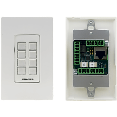 RC-308/US-D(W/B) - Botonera de Control 8 Botones | PoE | Puertos RS-232, RS-485, IR, Relés, GPI/O | K-NET | Programable con K-Config | Instalación en Caja 1-Gang