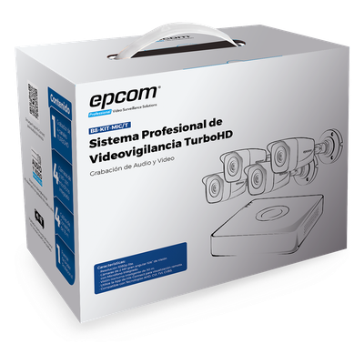 B8-KIT-MIC/T - Kit TurboHD / DVR 4 Canales / 1080p Lite / 4 Cámaras Bala con Micrófono Integrado / IR 20 m (65.6 ft) / IP66 / Audio por Coaxitron
