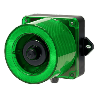 QWCD50-110220-G-LC - Baliza LED con Sirena / Verde / 31 Tonos / 123 dB / IP66 / 110-220 VCA